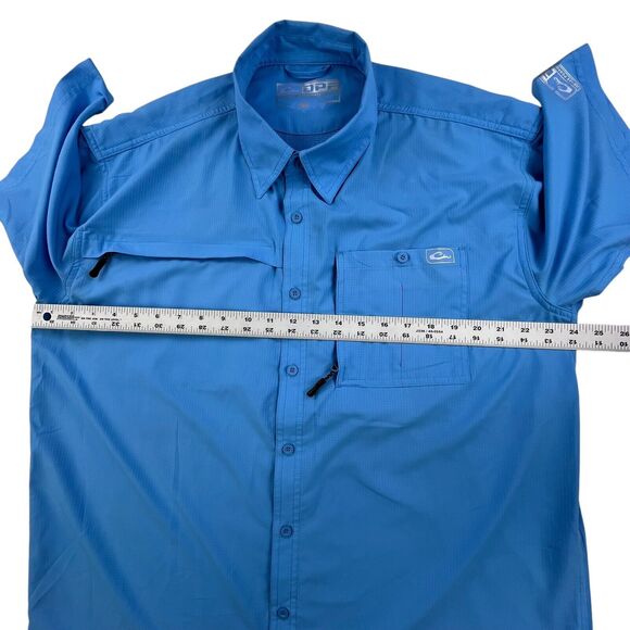 Drake DPF Performance Fishing Shirt Men's M Vented Mesh Button Down Short Sleeve - Picture 12 of 13